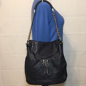 Olivia Harris Blue Soft Leather Hobo Satchel Purse
